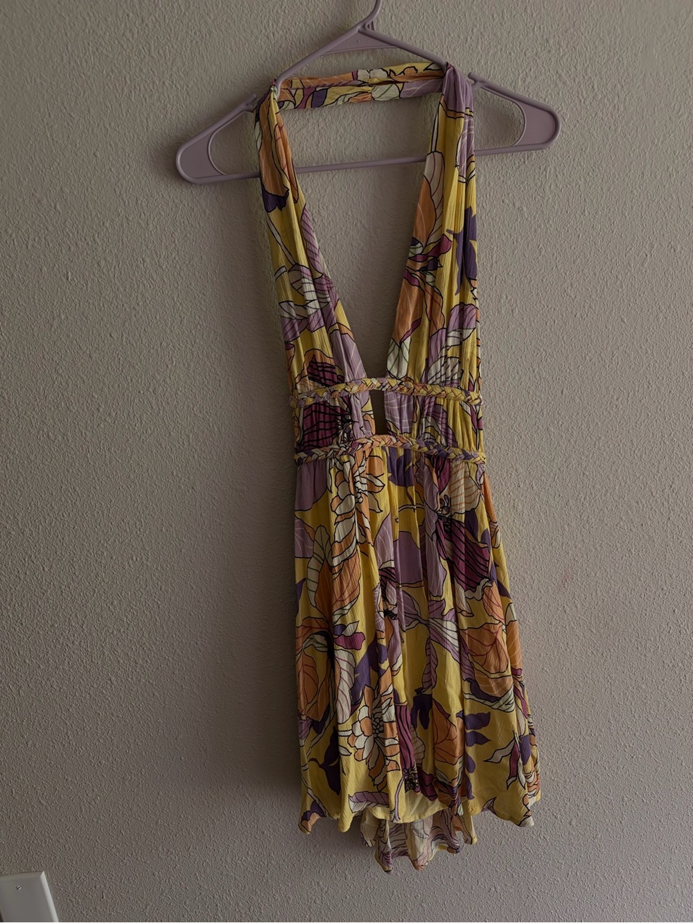 ILLA ILLA Yellow Floral Braided-Halter Sundress